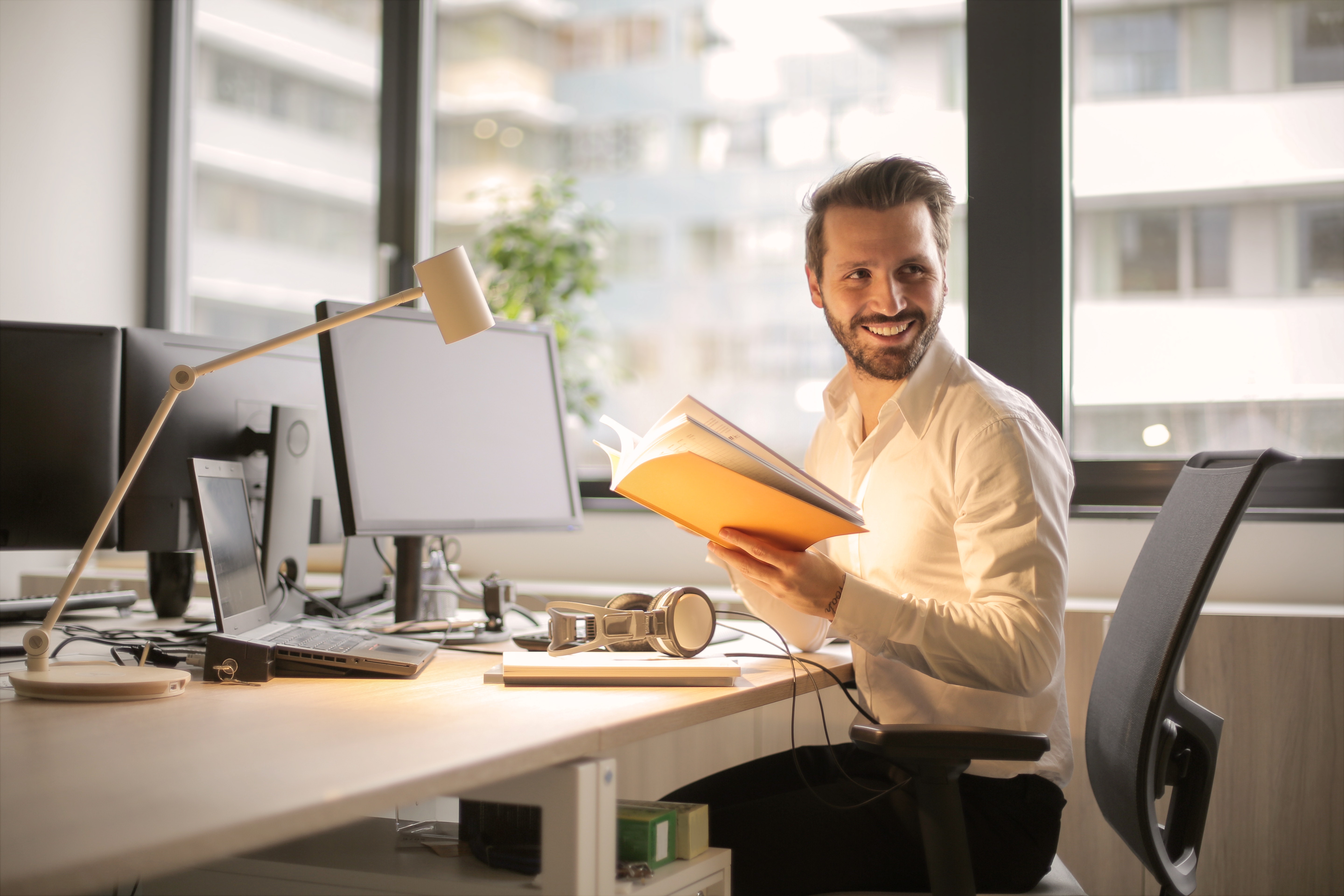 Accountant looking at his business' debt coverage ratio